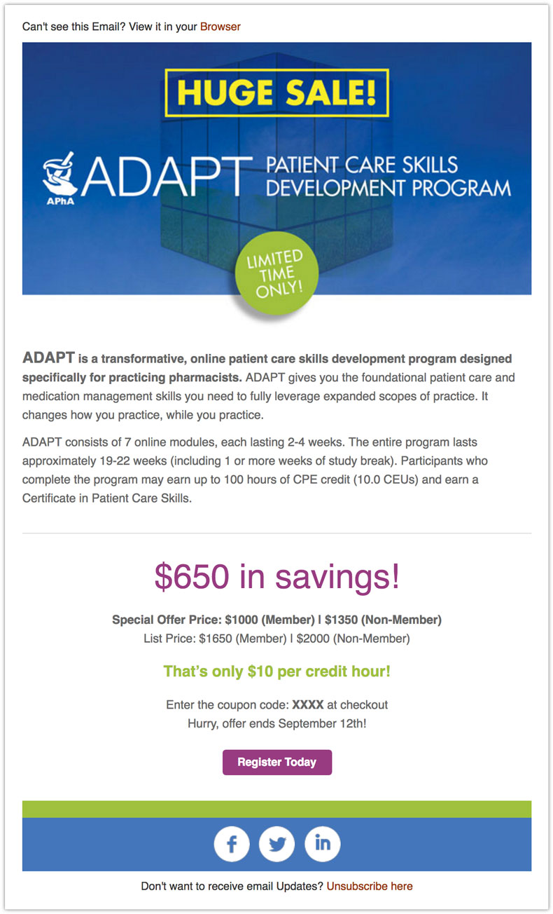 ADAPT email desktop